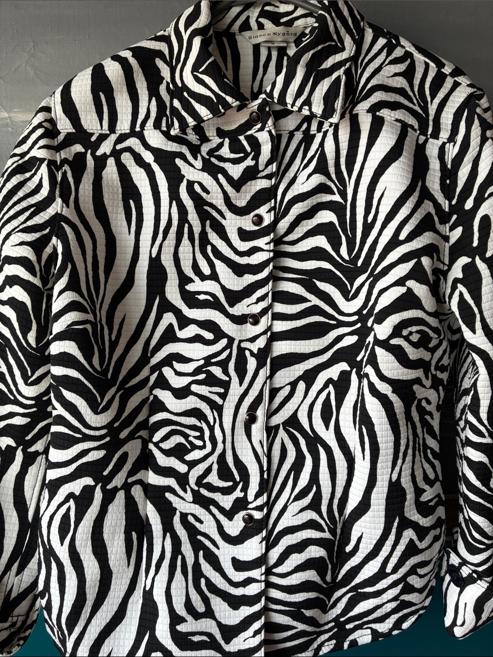Zebra Print Funnel Neck Statement Jacket,  Vintage - Size 12
